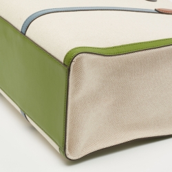 Pre Owned Tory Burch Beige Canvas and Leather Blake Shopper Tote