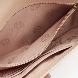 Pre Owned Tory Burch Light Beige Leather Diana Flap Clutch