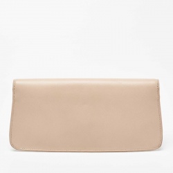 Pre Owned Tory Burch Light Beige Leather Diana Flap Clutch