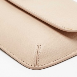 Pre Owned Tory Burch Light Beige Leather Diana Flap Clutch