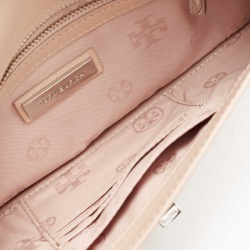 Pre Owned Tory Burch Light Beige Leather Diana Flap Clutch