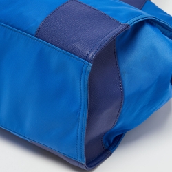 Pre Owned Tory Burch Blue Nylon and Leather Ella Tote