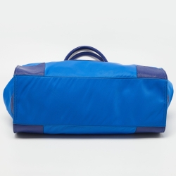 Pre Owned Tory Burch Blue Nylon and Leather Ella Tote