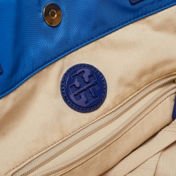 Pre Owned Tory Burch Blue Nylon and Leather Ella Tote