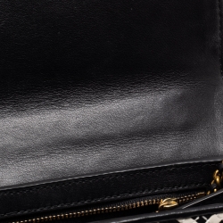 Pre Owned Tory Burch Black/White Woven Leather Robinson Chain Shoulder Bag