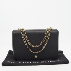 Pre Owned Tory Burch Black Saffiano Leather Emerson Shoulder Bag