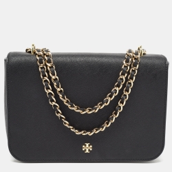 Tory Burch Emerson Top Handle Women's Saffiano Leather Crossbody Bag (Black)