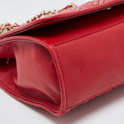 Pre Owned Tory Burch Red Leather Medium Fleming Shoulder Bag