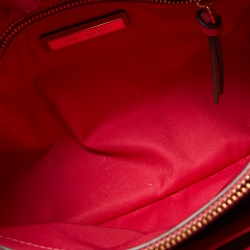 Pre Owned Tory Burch Dark Pink Quilted Leather Fleming Tote