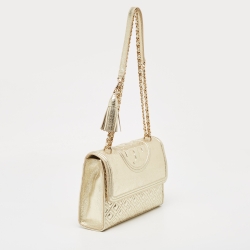 مملوكة مسبقًا Tory Burch Gold Leather Fleming Shoulder Bag