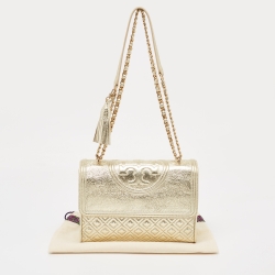 مملوكة مسبقًا Tory Burch Gold Leather Fleming Shoulder Bag