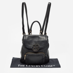 Tory Burch Black Leather Amanda Flap Backpack