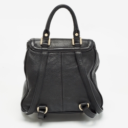 Tory Burch Black Leather Amanda Flap Backpack