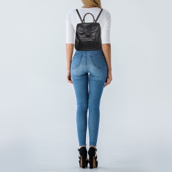 Tory Burch Black Leather Amanda Flap Backpack