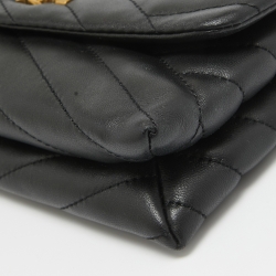 Pre Owned Tory Burch Black Quilted Leather Kira Clutch Bag