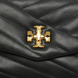 Pre Owned Tory Burch Black Quilted Leather Kira Clutch Bag