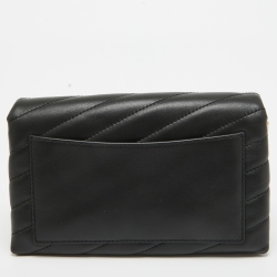 Pre Owned Tory Burch Black Quilted Leather Kira Clutch Bag