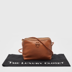 Pre Owned Tory Burch Brown Leather Taylor Crossbody Bag