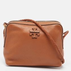 Pre Owned Tory Burch Brown Leather Taylor Crossbody Bag