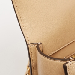 Pre Owned Tory Burch Beige Quilted Leather Fleming Shoulder Bag