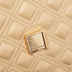 Pre Owned Tory Burch Beige Quilted Leather Fleming Shoulder Bag