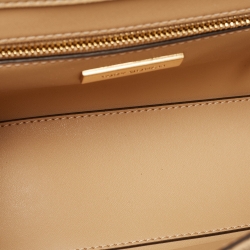 Pre Owned Tory Burch Beige Quilted Leather Fleming Shoulder Bag