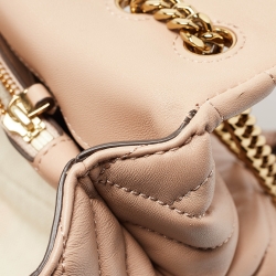 Pre Owned Tory Burch Beige Chevron Leather Kira Shoulder Bag