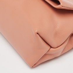 Pre Owned Tory Burch Peach Leather Mini Greer Chain Crossbody Bag