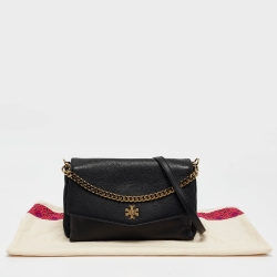 Pre Owned Tory Burch Black Leather and Suede Kira Shoulder Bag 