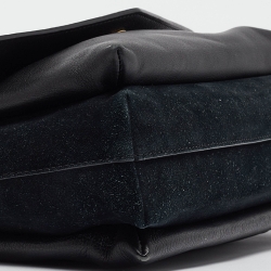 Pre Owned Tory Burch Black Leather and Suede Kira Shoulder Bag 