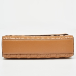 Pre Owned Tory Burch Brown Quilted Leather Fleming Shoulder Bag