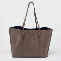 Pre Owned Tory Burch Beige Leather Triple Compartment Perry Tote