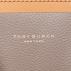 Pre Owned Tory Burch Beige Leather Triple Compartment Perry Tote