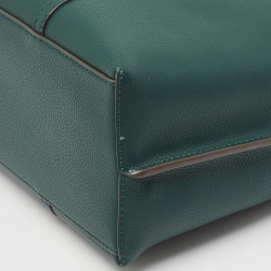 Pre Owned Tory Burch Green Leather Triple Compartment Perry Tote