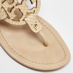 Pre Owned Tory Burch Beige Leather Mini Miller Thong Flat Sandals Size 37