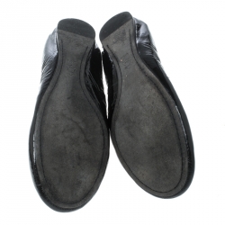 Pre Owned Tory Burch Black Patent Leather Caroline Ballet Flats Size 39.5