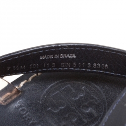 Pre Owned Tory Burch Black Leather and PVC Kira Gladiator Flat Sandals Size 37.5