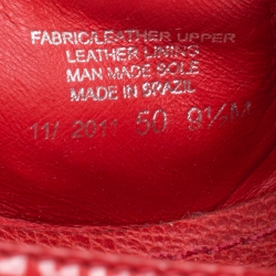 Pre Owned صندل توري برش كعب روكي إسبادريل فتحة كعب بريشر جلد لامع وكانفاس أحمر/ بيج مقاس 39.5