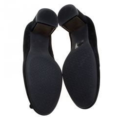 مملوكة مسبقًا Tory Burch Black Suede Laila Bow Detail Pumps Size 38.5