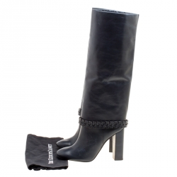 مملوكة مسبقًا حذاء بوت ركبة توري برش تفاصيل مضفرة سارافا جلد عنابية مقاس 37