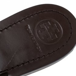 Pre Owned Tory Burch Beige/Brown Python Embossed Leather Logo Sandals Size 39