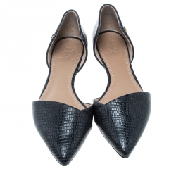 مملوكة مسبقًا حذاء فلات توري برش مقدمة مدببة دورسيه فيف جلد نقش سحلية أزرق مقاس 37.5