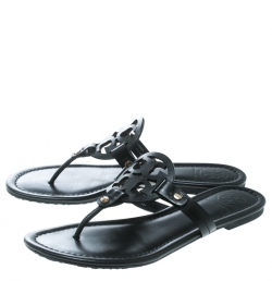 مملوكة مسبقًا صندل بإصبع توري برش فلات ميلر جلد أسود مقاس 38.5