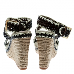 Pre Owned صندل توري برش نعل روكي إسبادريل سيور كاحل بالوما جلد خضبي لونين مقاس 36.5