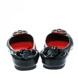 Pre Owned حذاء فلات باليه توري برش مجعد ميني جلد أزرق داكن مقاس 38