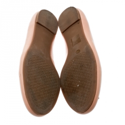 Pre Owned Tory Burch Beige Leather Ballet Flats Size 38