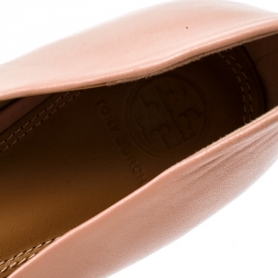 Pre Owned Tory Burch Beige Leather Ballet Flats Size 38