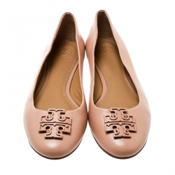 Pre Owned Tory Burch Beige Leather Ballet Flats Size 38