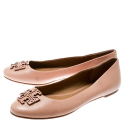 Pre Owned Tory Burch Beige Leather Ballet Flats Size 38