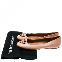 Pre Owned Tory Burch Beige Leather Ballet Flats Size 38